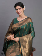 Shree Shyam Fashion Silk Dark Green Saree - Distacart