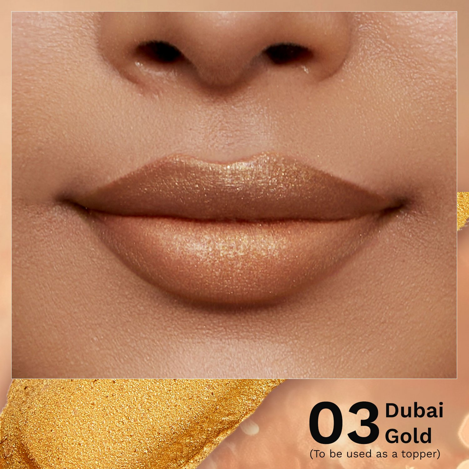 Pilgrim Glitter Lipstick With Matte Finish - Dubai Gold03