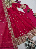 Teeya Creation Red Fendy Silk Designer Heavy Work Wedding Wear Long Gown - Distacart