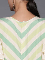 Ahalyaa Off White & Green Zig Zag Print Basic Jumpsuit - Distacart