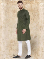 Even Apparels Pure Cotton Green Kurta - Green