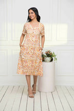 Myshka Women Multi-Abstract Rayon A-Line V-Neck Dress - Distacart