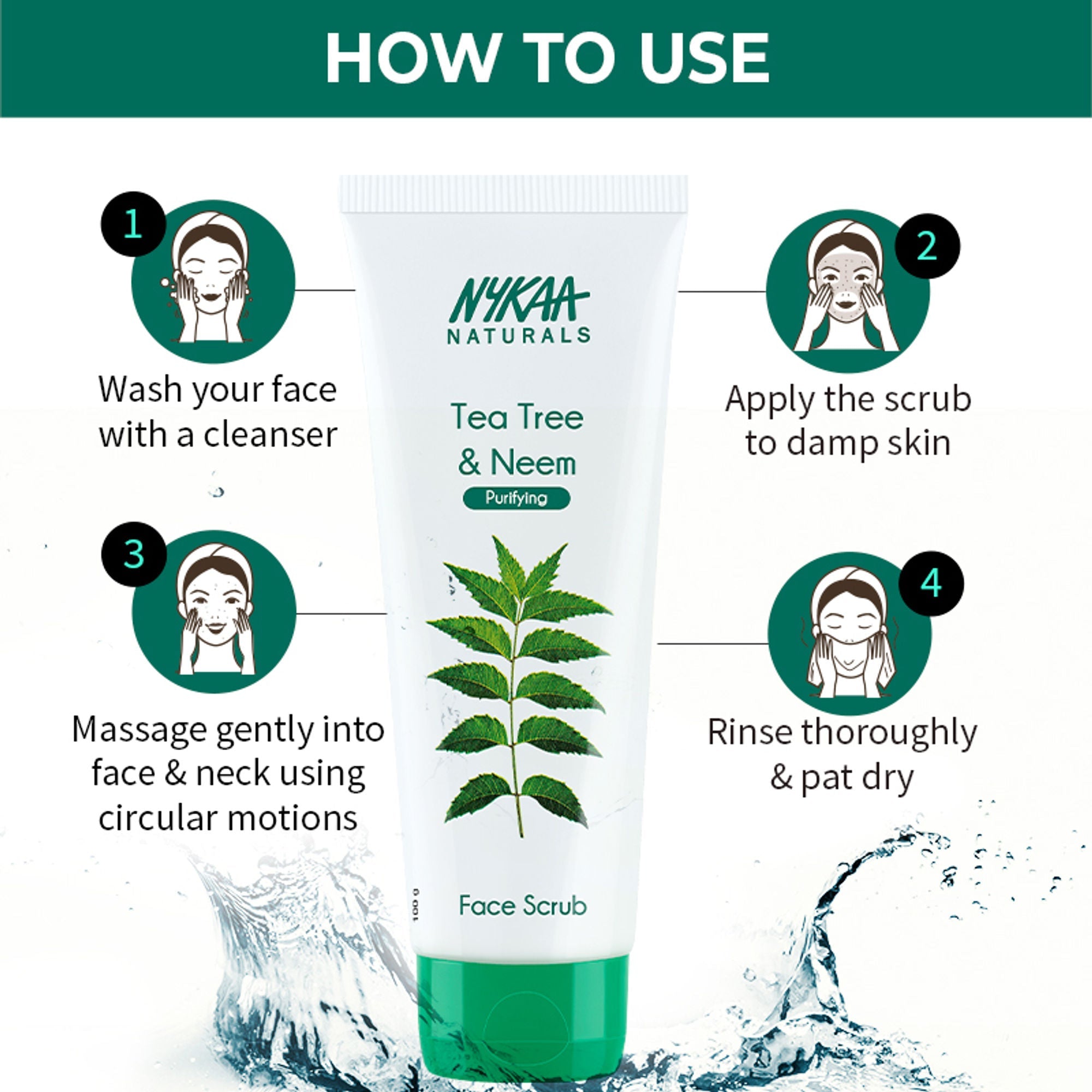 Nykaa Naturals Tea Tree & Neem Detox Face Scrub For Purifying, Acne Control & Clear Skin Glow - Tea Tree & Neem