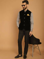 Even Apparels Nehru Jacket With Welt Pockets - Black