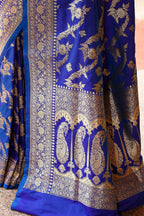 Joban Fashion Ink Blue Banarasi Soft Pure Handloom Banarasi Silk Saree
