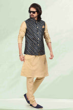 Raivat Ethnic Jacquard Banarasi Silk Woven Work 3 Pics Jacket Set In Blue Colour - Distacart