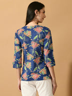 Myshka Women's Blue Printed Party Top