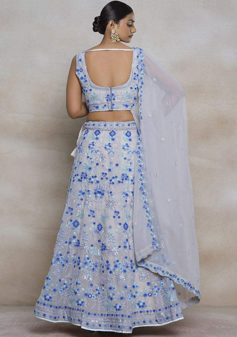 Eilara Vibrant Multicolor Sequin Embroidered Faux Georgette Lehenga Set For Wedding