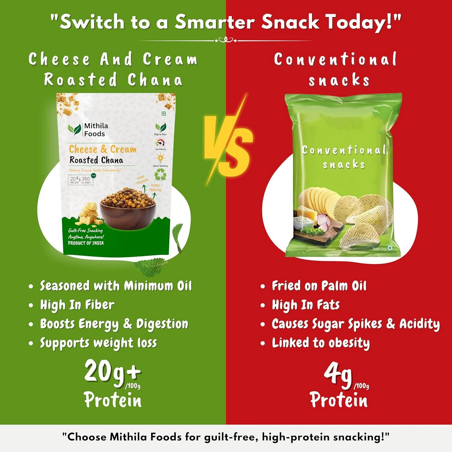 Mithila Foods Cheese & Cream Roasted Chana - Distacart