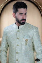 Joban Fashion Men's Green Base Silk Kurta with Pyjama