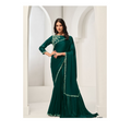 Green Crepe Satin Silk Handwork Saree with Unstitched Blouse - Norita Saanjh