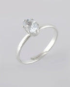 VOJ white CZ-detail Stainless Steel Cubic Zirconia Silver Plated adjustable finger Ring