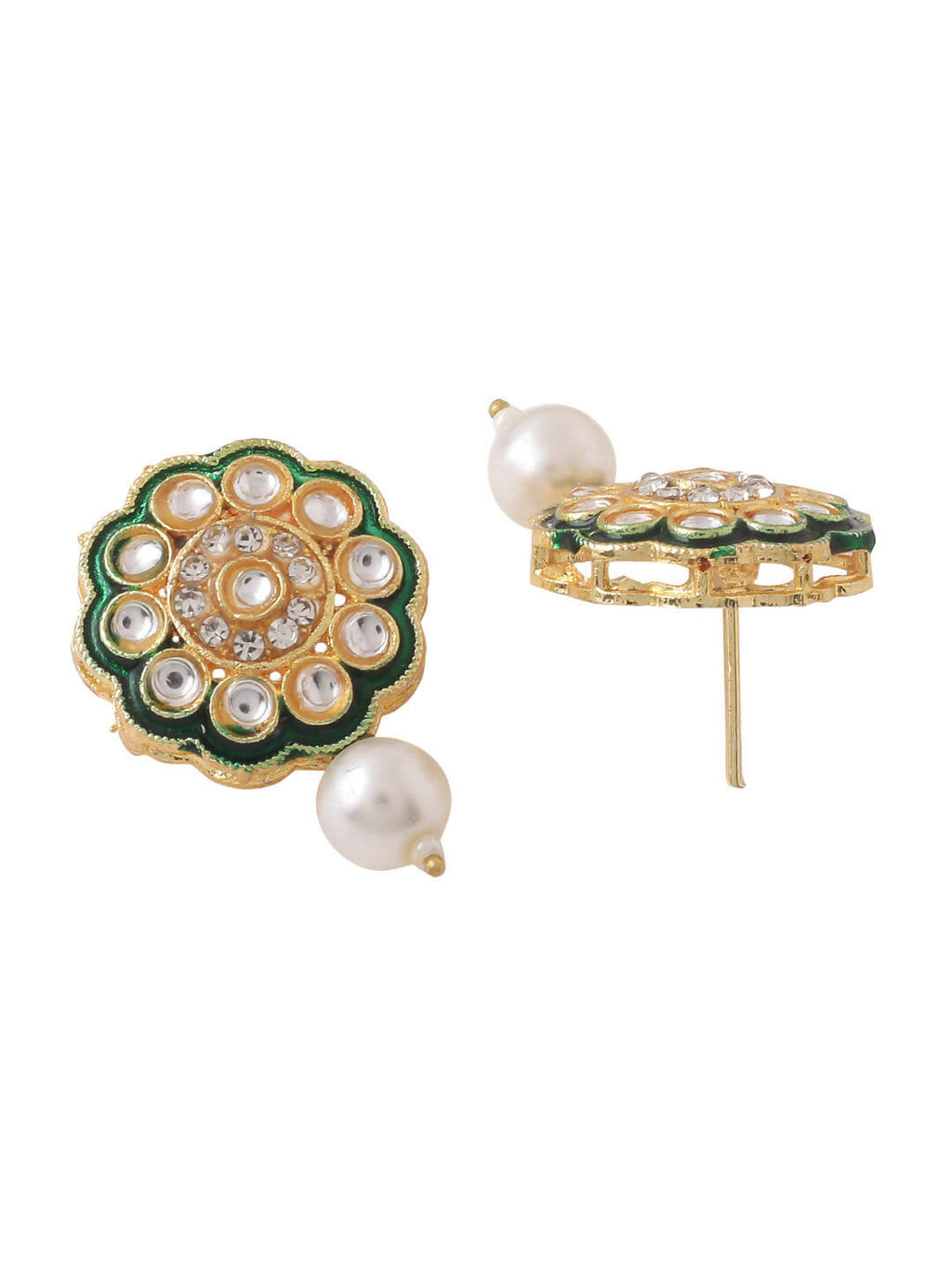 NVR Women Gold-Polished Kundan Studded Jewellery Set