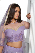 Eilara Elegance Lavender Net With Embroidered And Thread Zari Sequence Function Wear Lehenga Choli