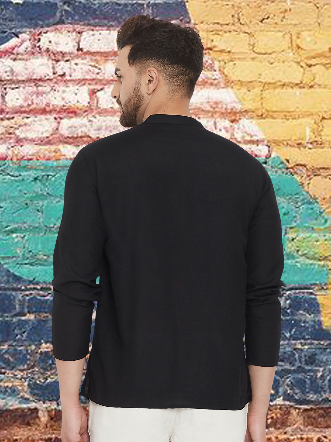 Even Apparels Men's Pure Cotton Black Kurta