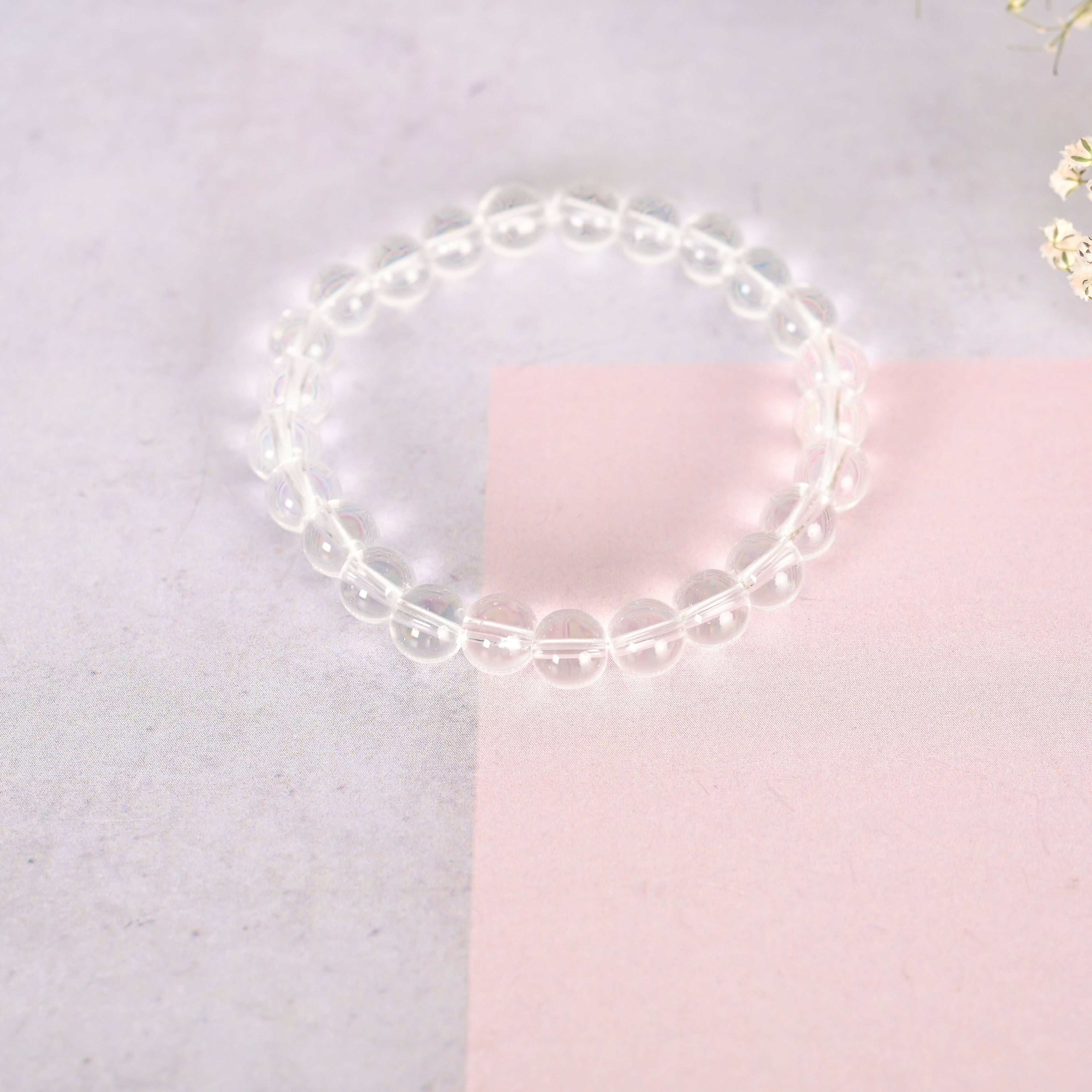NVR Men & Women Transparent Beaded Elasticated Bracelet - Distacart