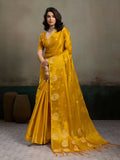 Shree Shyam Fashion Mustard Yellow Tissue Silk Saree - Distacart