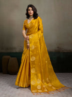 Shree Shyam Fashion Mustard Yellow Tissue Silk Saree - Distacart