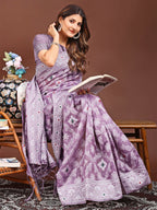 Shree Shyam Fashion Pankhuri Purple Linen Cotton Saree