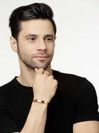NVR Men Gold Stainless Steel Cuff Bracelet - Distacart
