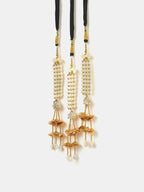 Ruby Raang Gold Gota Pati Work And Threads With Pearrls And Black Thread And Shells - Distacart