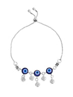 VOJ Set Of 2 Silver Plated Evil Eye Handcrafted Anklets - Distacart
