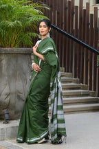 Beatitude Green Cotton Handloom Saree