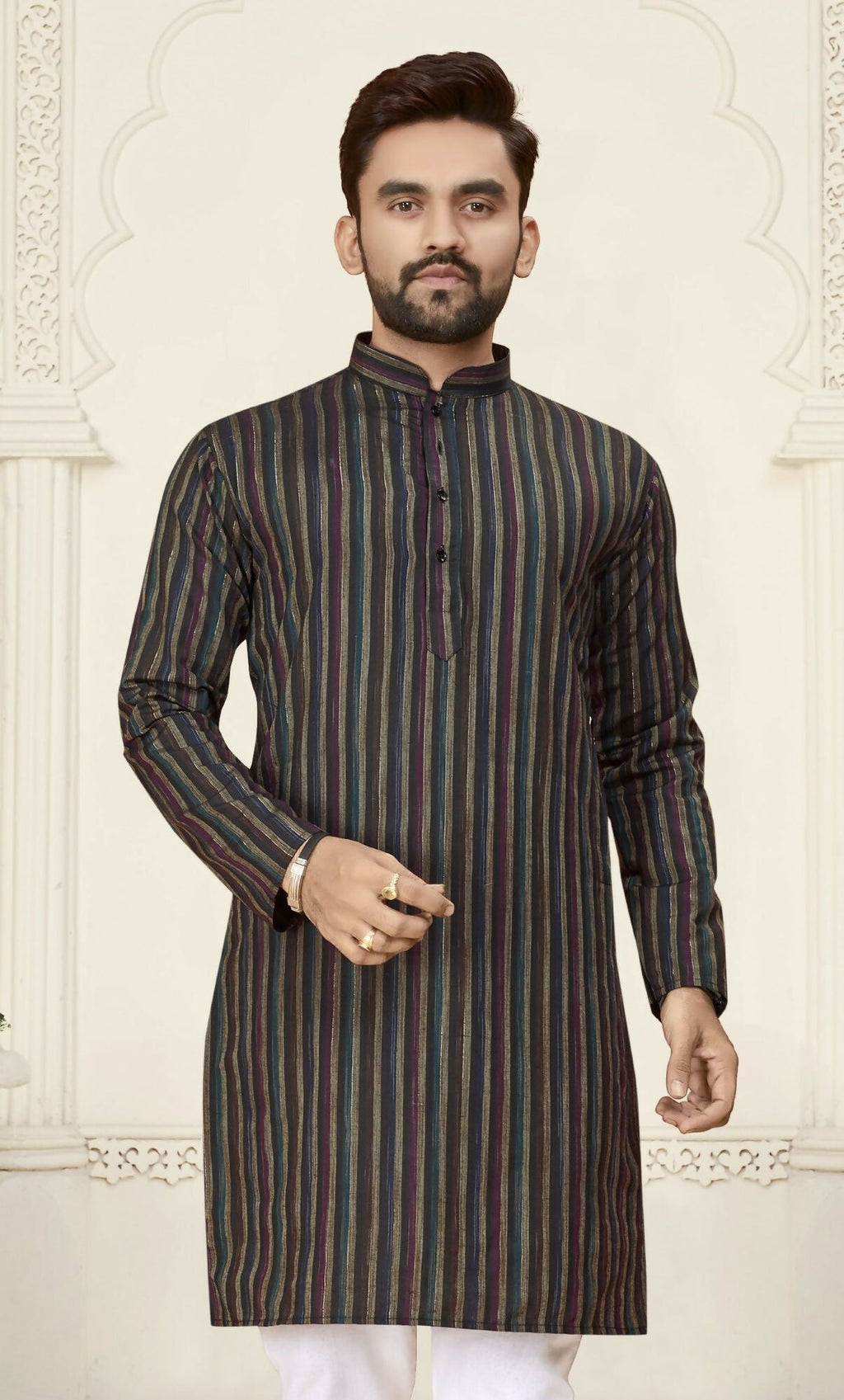 Anaita Black Jacquard Linen Cotton Straight Kurta
