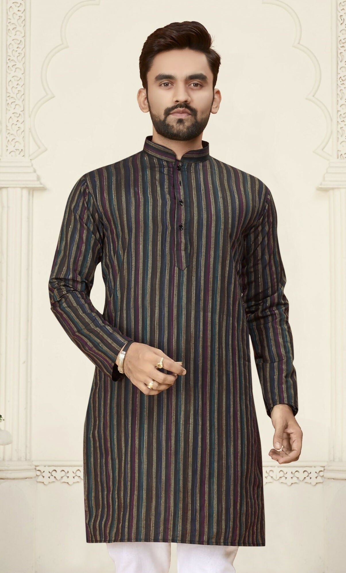 Anaita Black Jacquard Linen Cotton Straight Kurta
