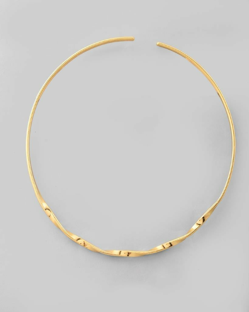 VOJ Gold-Polished Twisted Hasli Necklace