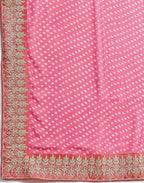 Joban Fashion Georgette Pink, White Color Bandhani Saree - Distacart