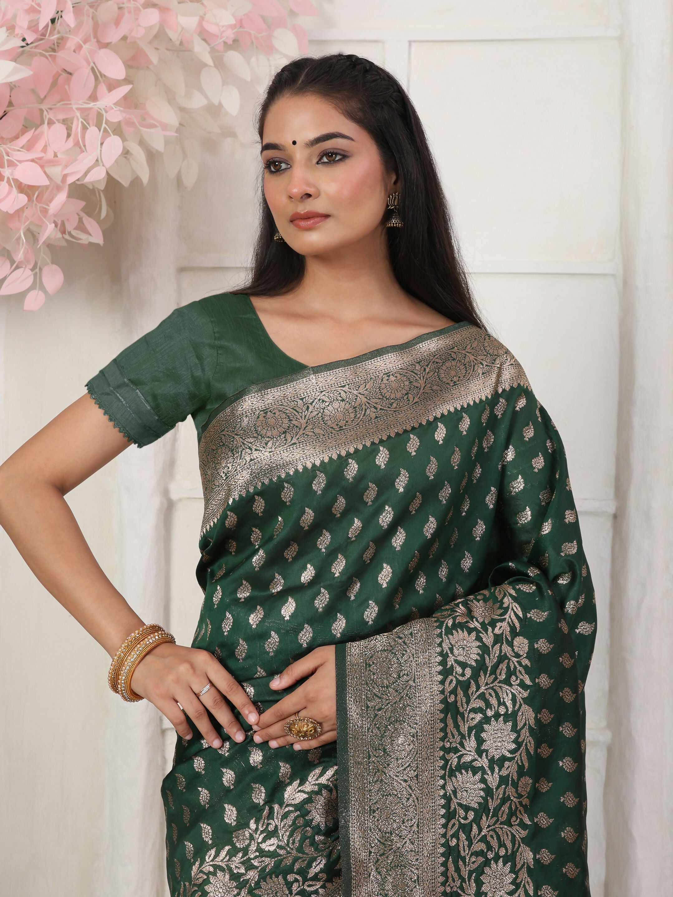 Shree Shyam Fashion Lichi Silk Blue Saree - Distacart