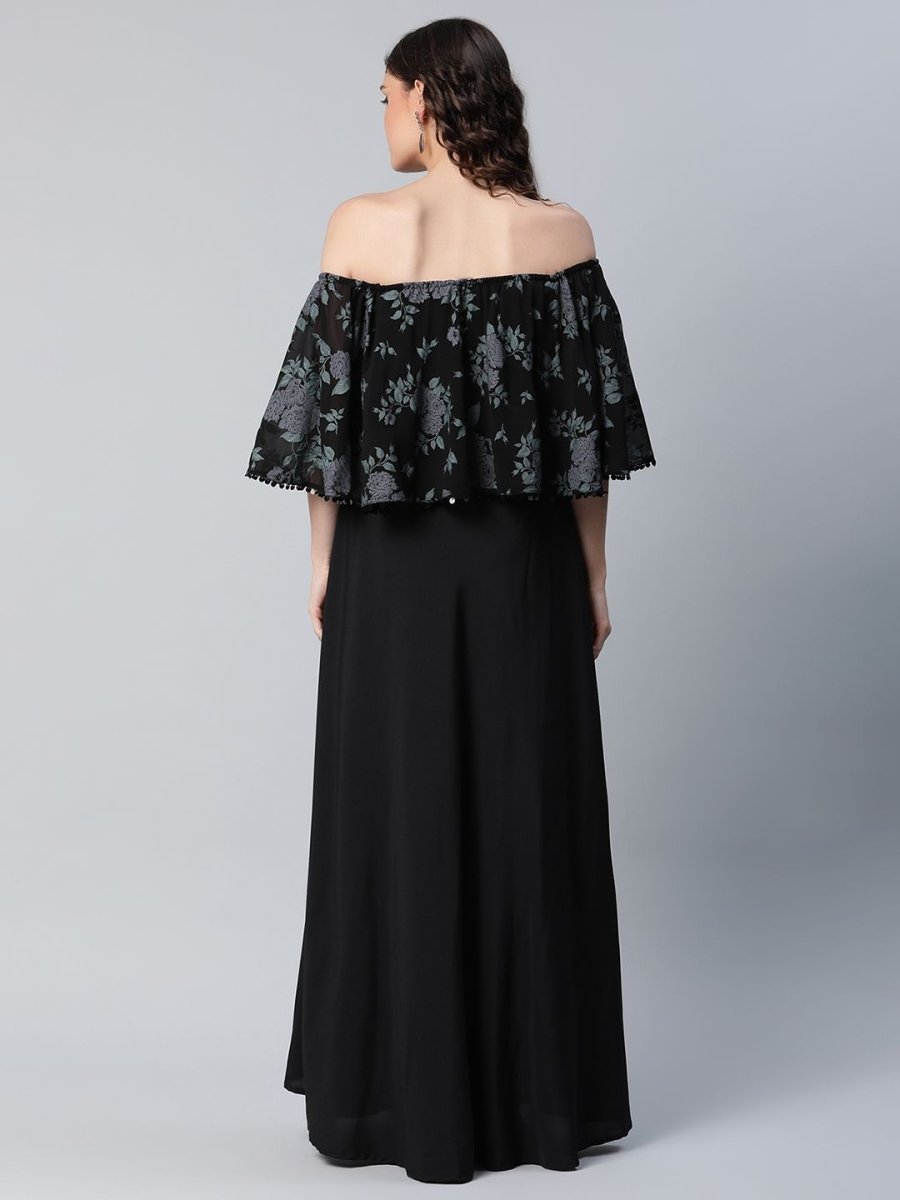 Ahalyaa Women Crepe Printed Black Dress - Distacart