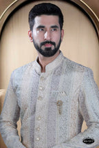 Joban Fashion Men's Cream Base ( Multi-Colour ) Swad Velvet Kurta with Pyjama