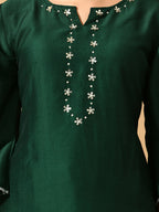 Myshka Women's Green Embroidered Party Kurta Sets