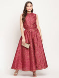 Ahalyaa Women Burgundy Floral Printed Regular Top with Palazzos - Distacart