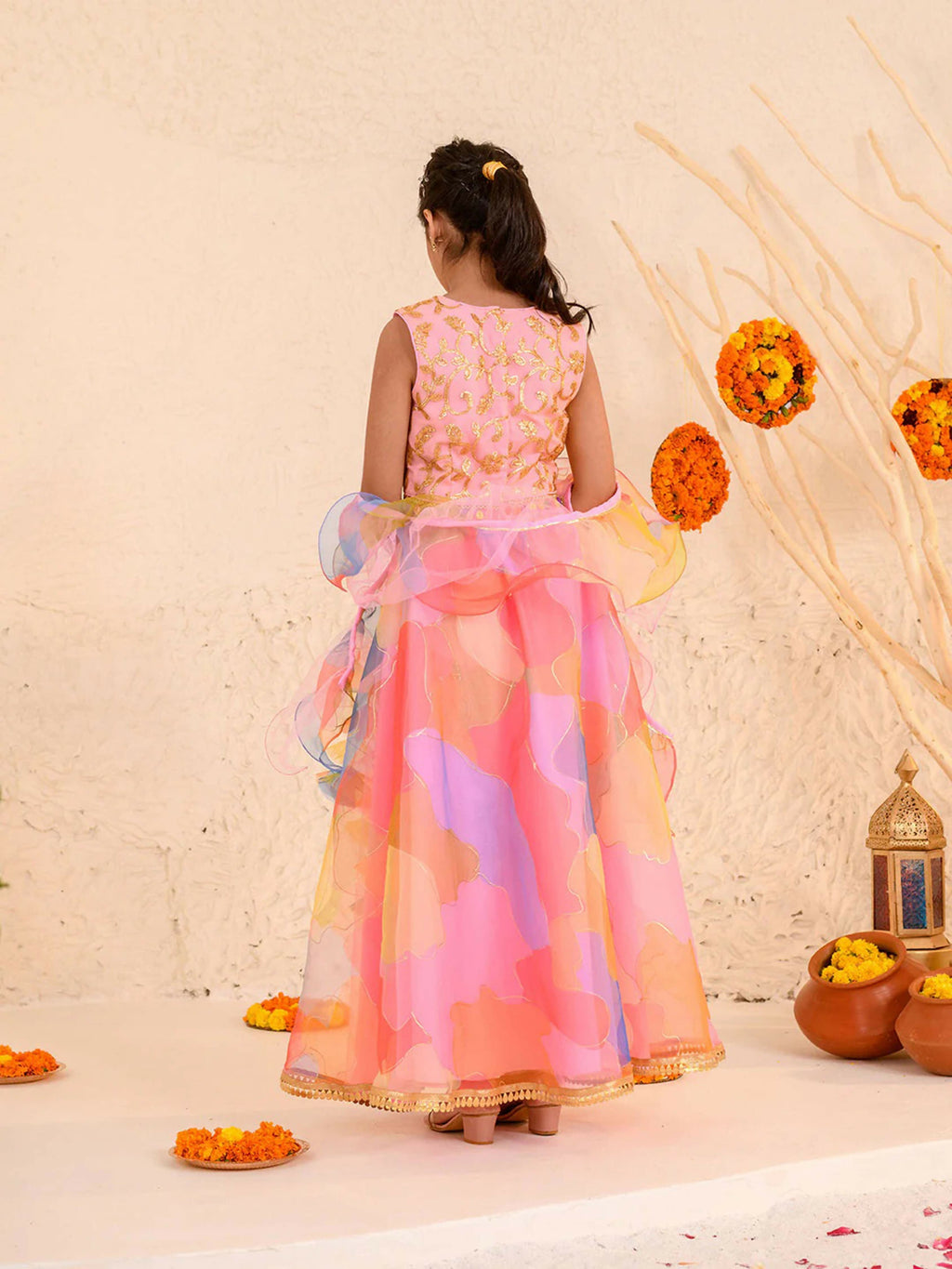 Joban Fashion Girl's Peach Color Lehenga Choli
