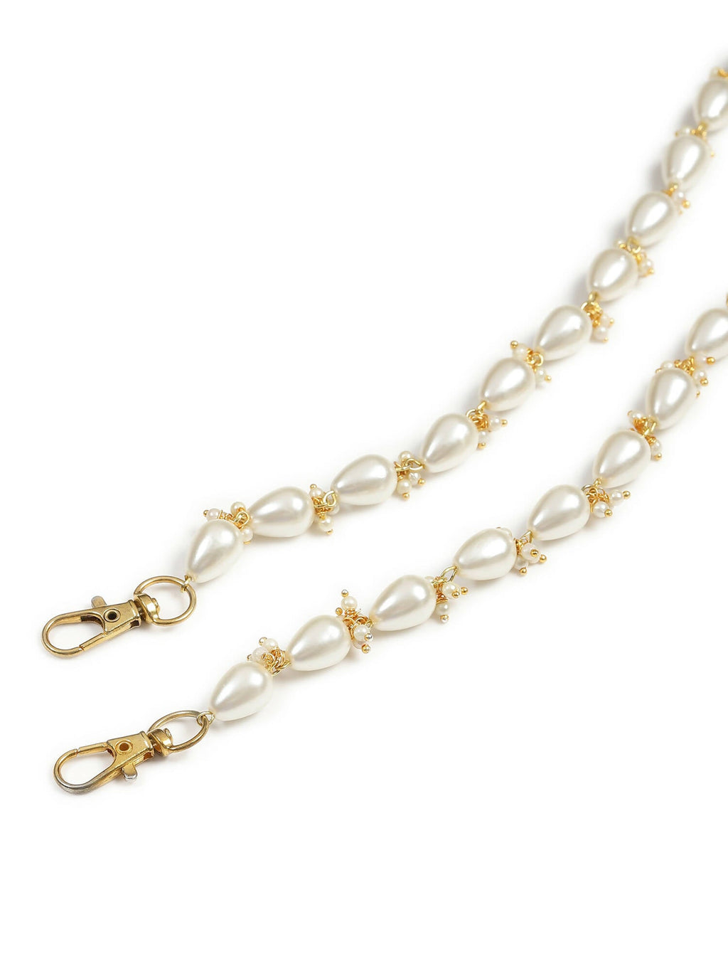 Gold-Toned White Embellished Mask Chain - Ruby Raang - Distacart