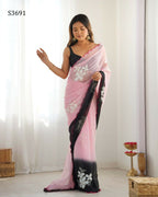 Georgette Pedding Color, Embroidery Work Party Wear Pink Saree - Erisha