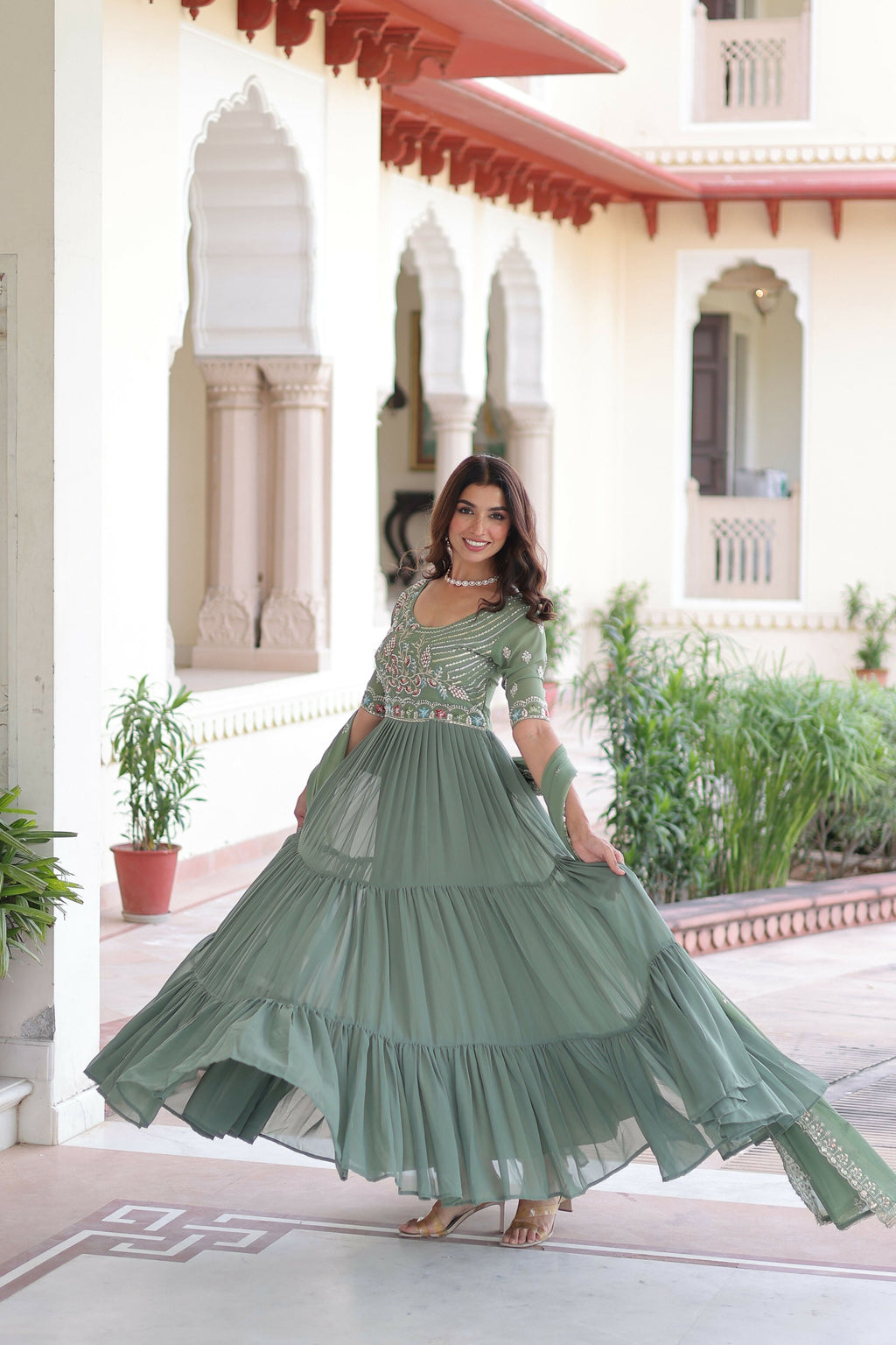 Joban Fashion Pista Readymade Kurta Set With Sequence embroidery Work - Distacart