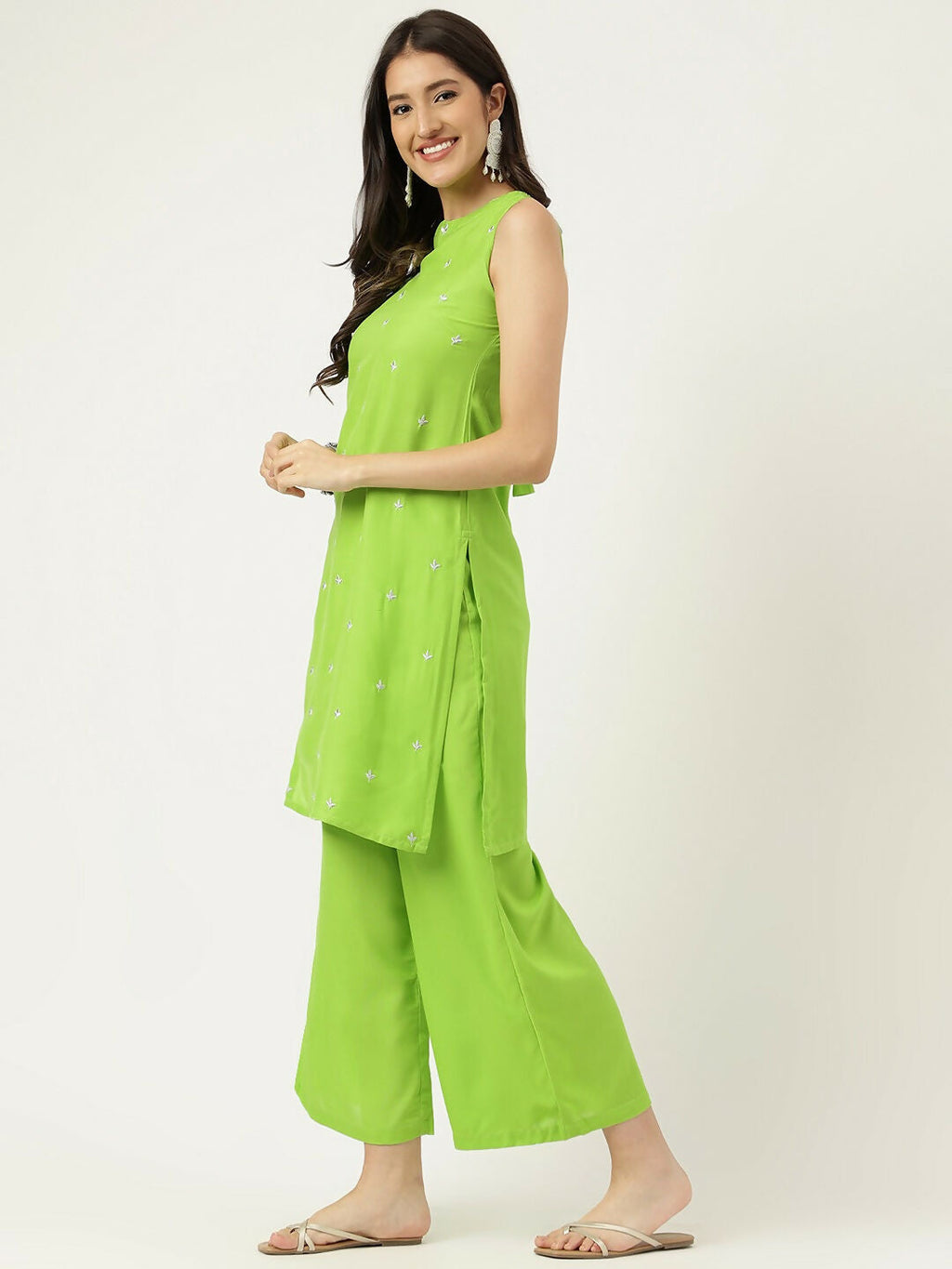 Joban Fashion Green Rayon and Embroidered Work Straight Kurta Bottom Set