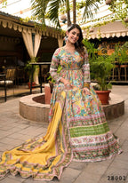 Wedding Designer Multi Soft Dola Silk Anarkali suit with Dupatta - Sanj