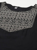 Yufta Women Black Solid Kurta with Trousers & With Dupatta