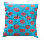 The Decor Nook Turquoise Blue Base With Red Circles Print Cushion Cover