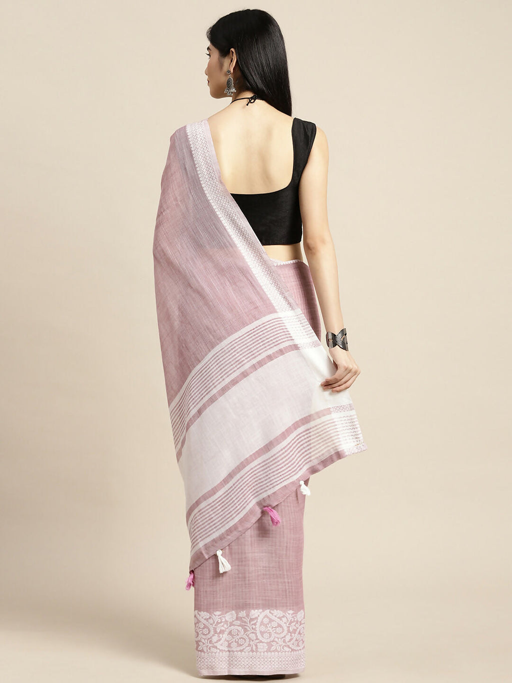 Shree Shyam Fashion Linen Purple Saree - Distacart