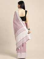 Shree Shyam Fashion Linen Purple Saree - Distacart