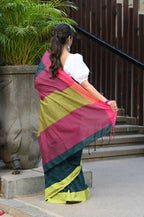 Beatitude Green Cotton Handloom Saree