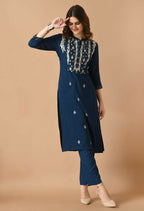 Joban Fashion Navy Cotton Rayon Kurta Set