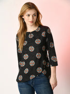 Myshka Women's Black Printed Top