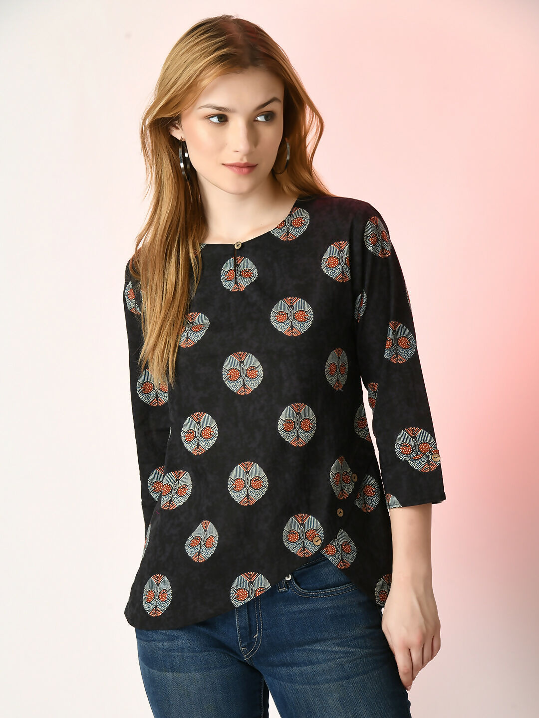 Myshka Women's Black Printed Top